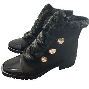 Nanette Nanette Lepore Ibiza Black Faux Fur Lined Button And Zip Boots Size 8.5